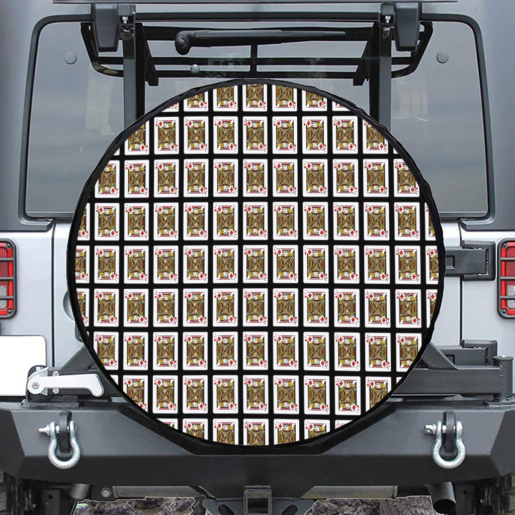 Jack Of Diamonds Pattern Print Leather Spare Tire Cover