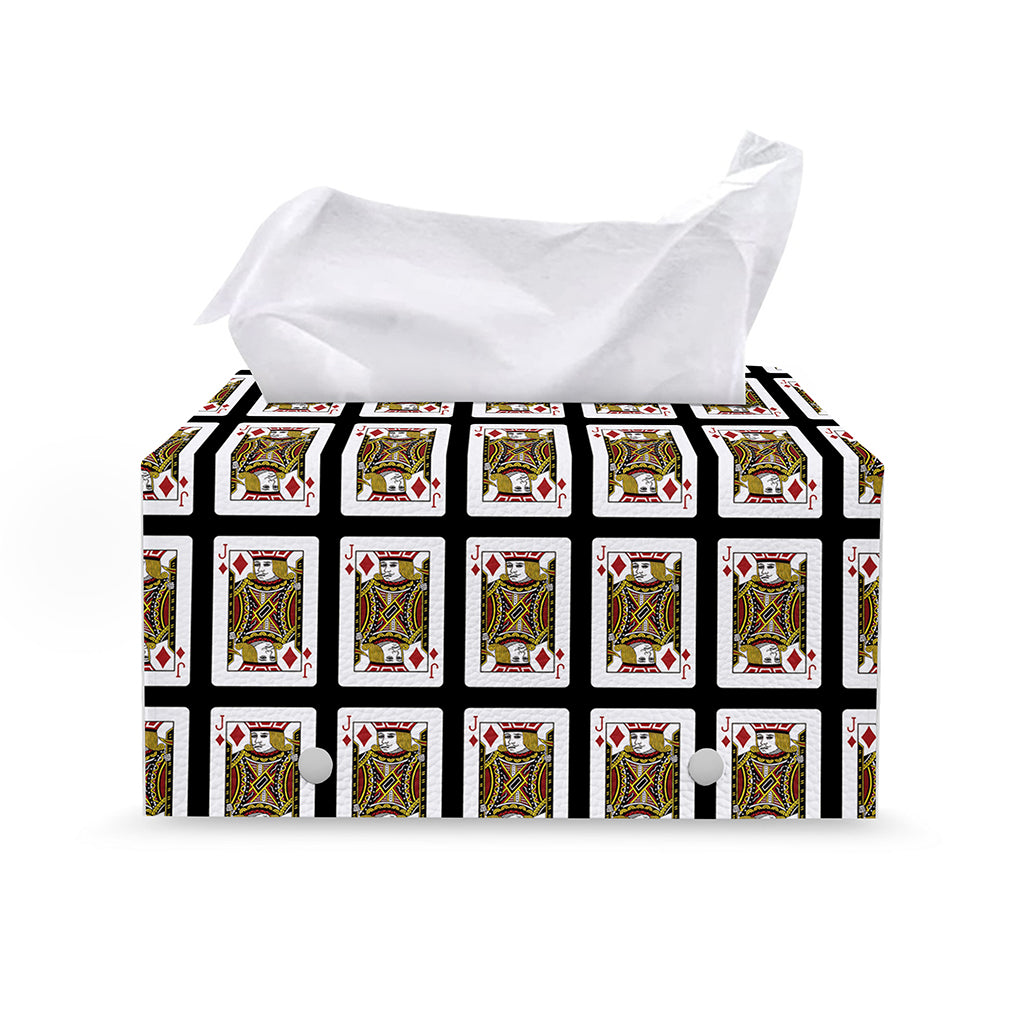 Jack Of Diamonds Pattern Print Leather Tissue Box Cover