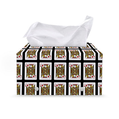 Jack Of Diamonds Pattern Print Leather Tissue Box Cover
