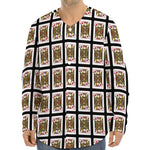 Jack Of Diamonds Pattern Print Long Sleeve Baseball Jersey