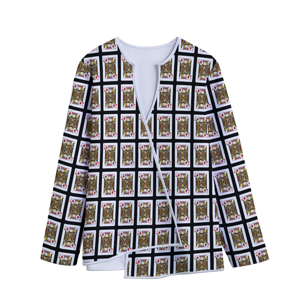 Jack Of Diamonds Pattern Print Long Sleeve Short Coat