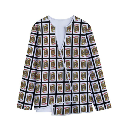 Jack Of Diamonds Pattern Print Long Sleeve Short Coat