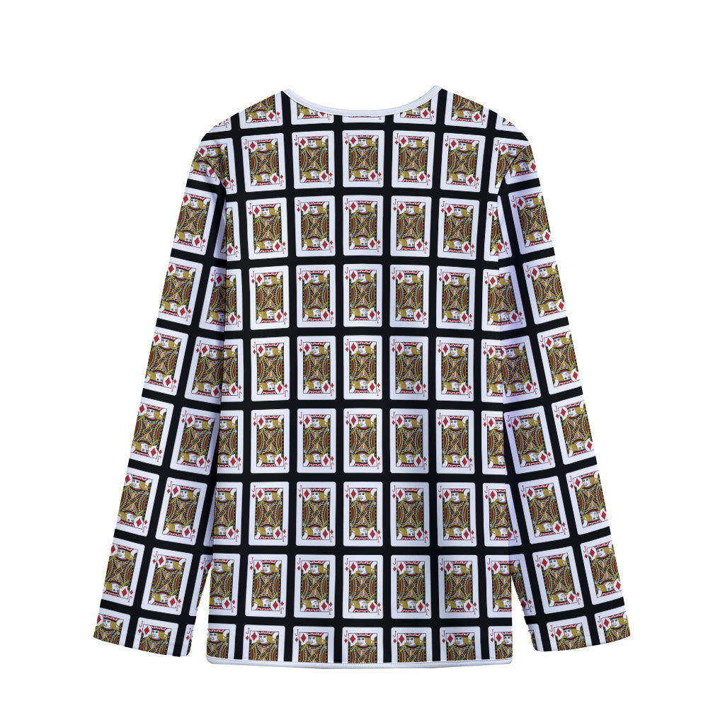 Jack Of Diamonds Pattern Print Long Sleeve Short Coat