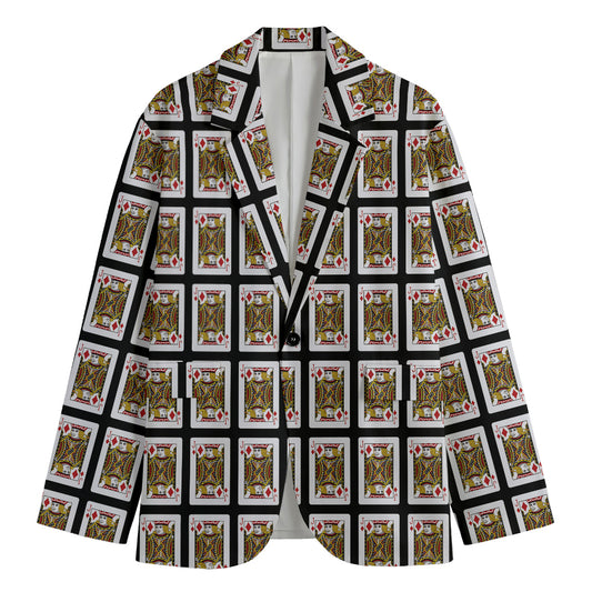 Jack Of Diamonds Pattern Print Men's Cotton Blazer
