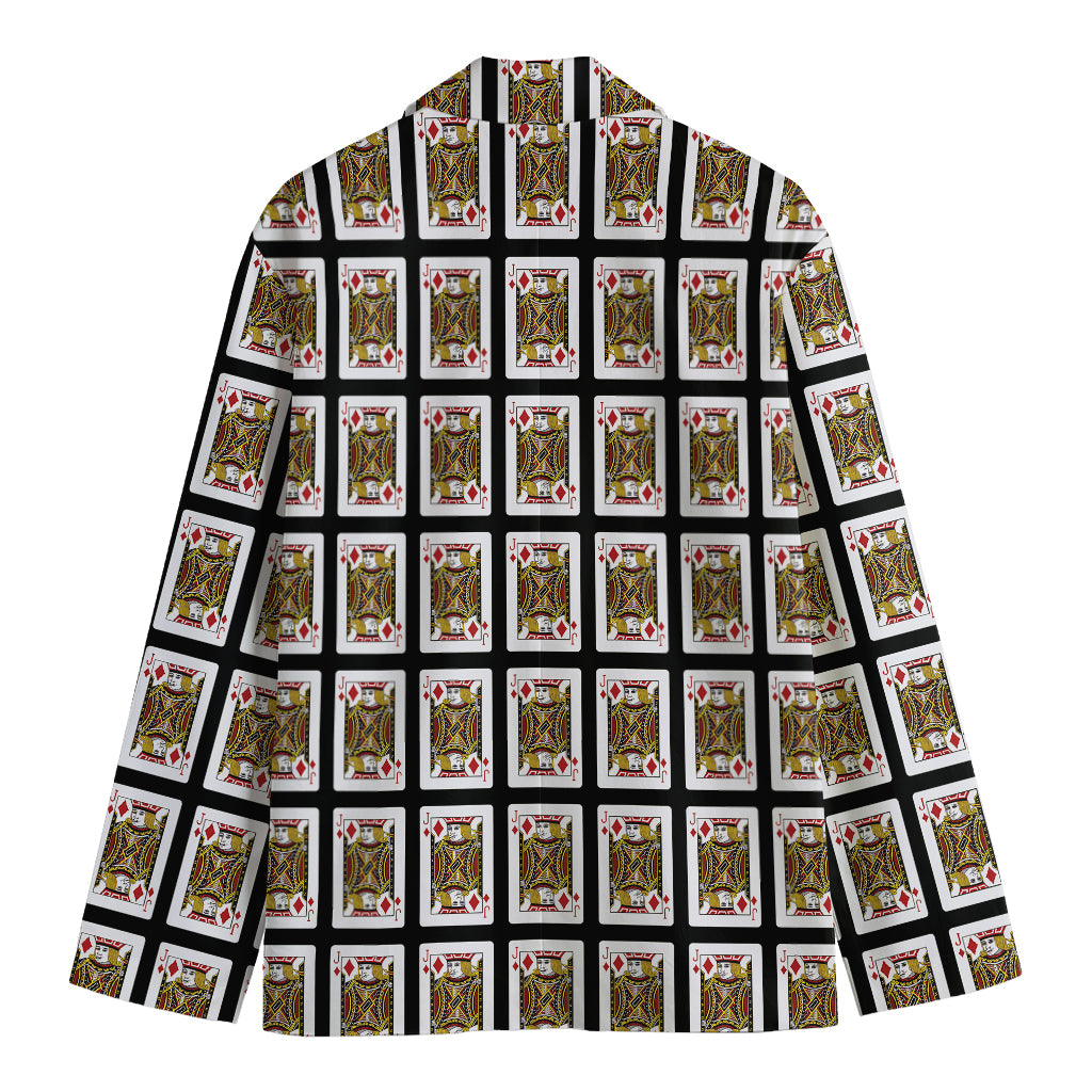 Jack Of Diamonds Pattern Print Men's Cotton Blazer