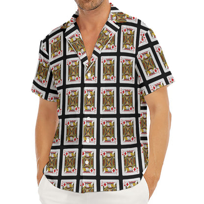 Jack Of Diamonds Pattern Print Men's Deep V-Neck Shirt