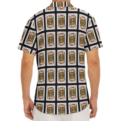 Jack Of Diamonds Pattern Print Men's Deep V-Neck Shirt