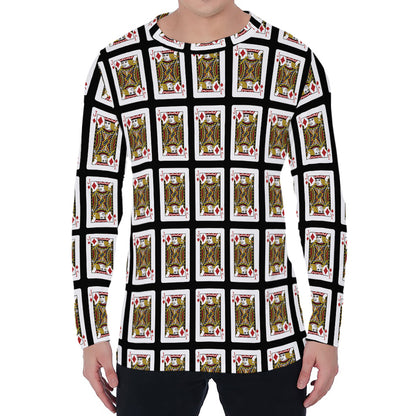 Jack Of Diamonds Pattern Print Men's Long Sleeve T-Shirt