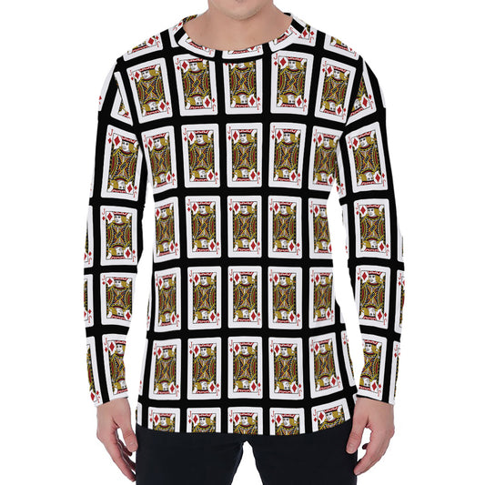 Jack Of Diamonds Pattern Print Men's Long Sleeve T-Shirt
