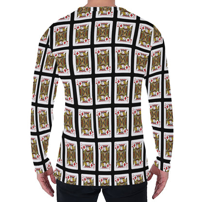 Jack Of Diamonds Pattern Print Men's Long Sleeve T-Shirt