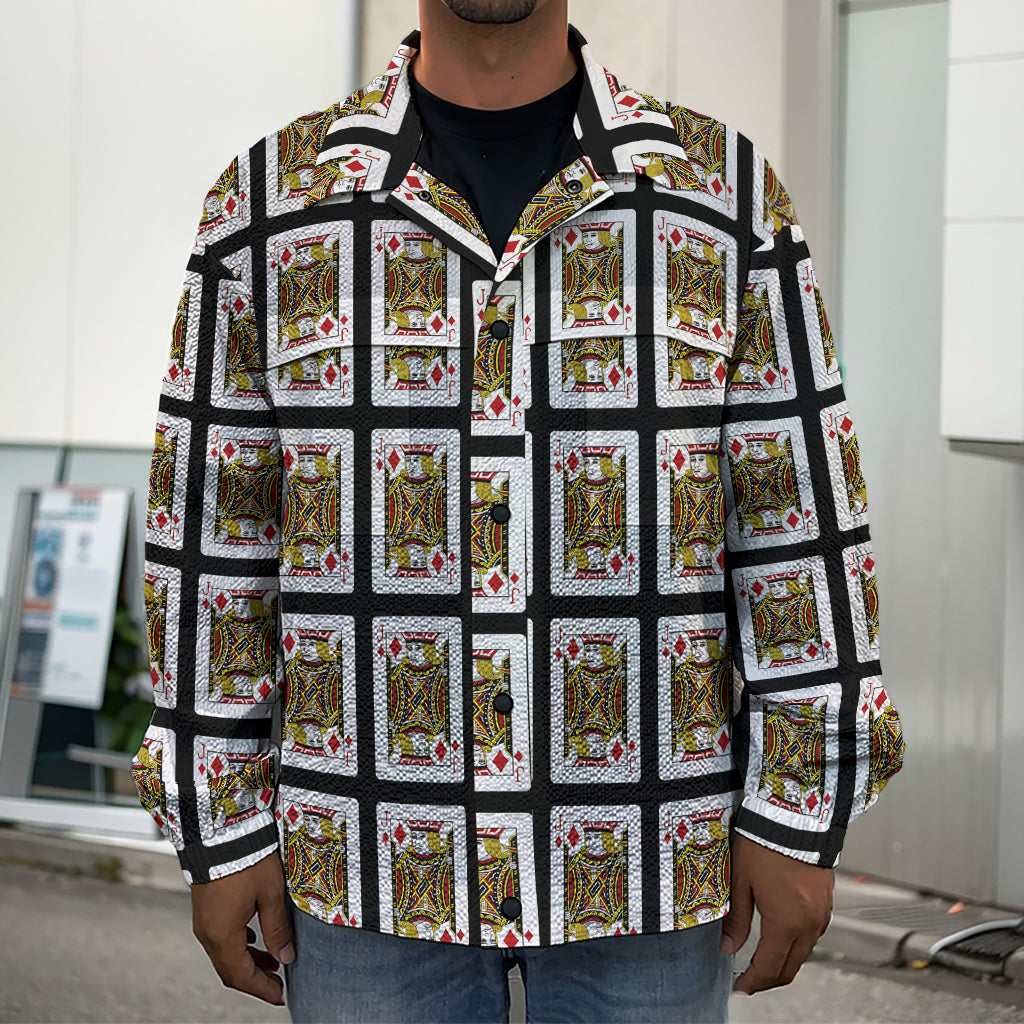 Jack Of Diamonds Pattern Print Men's Shirt Jacket