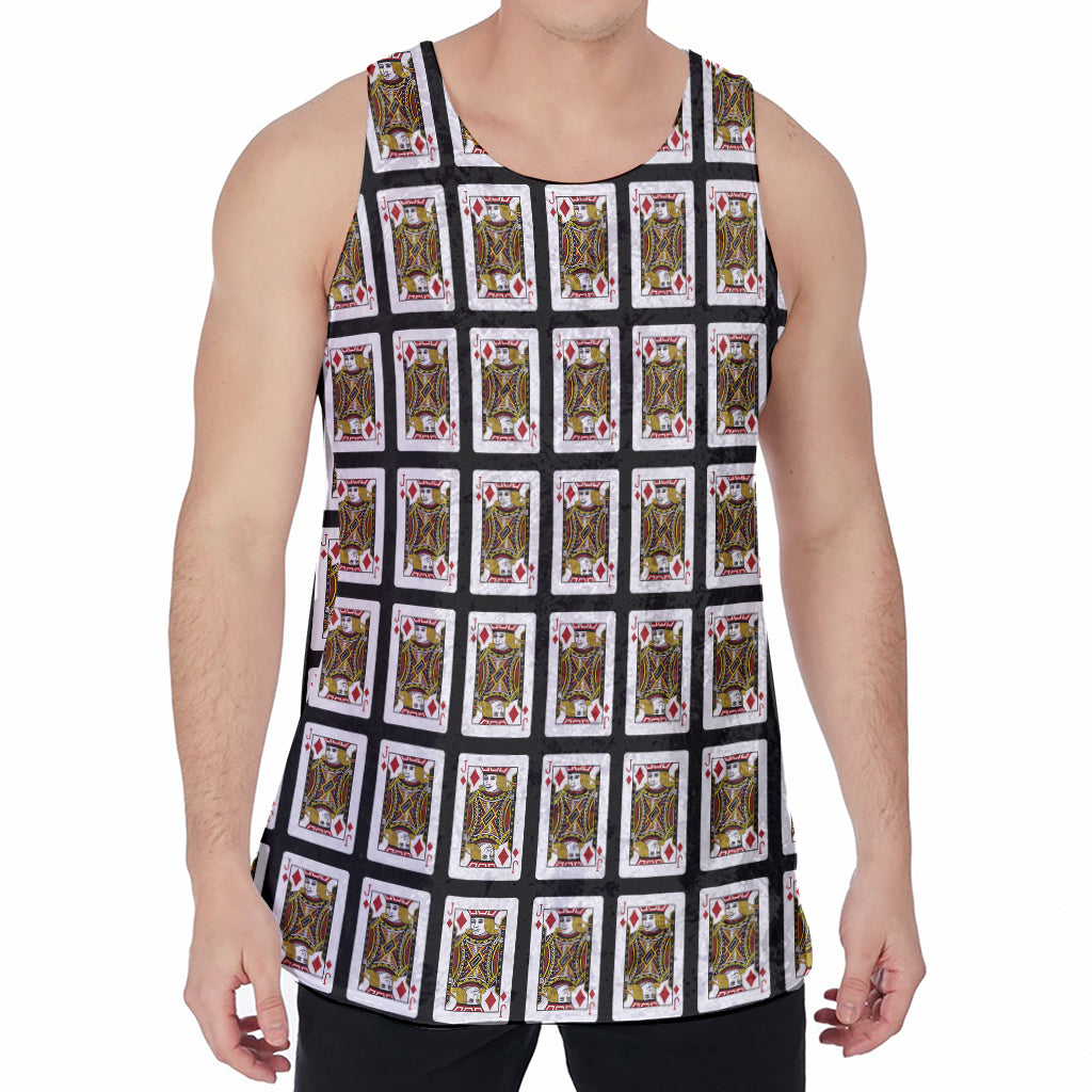 Jack Of Diamonds Pattern Print Men's Velvet Tank Top