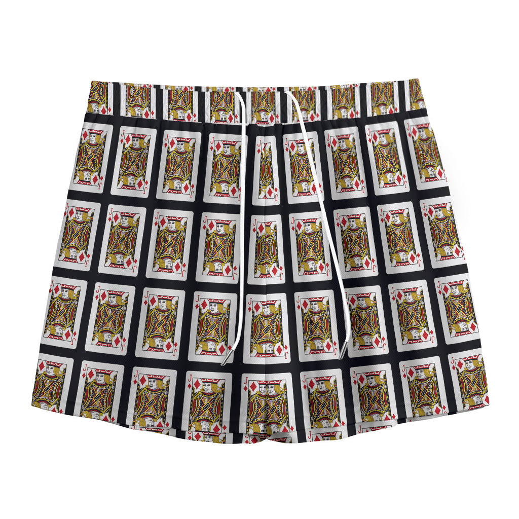 Jack Of Diamonds Pattern Print Mesh Shorts