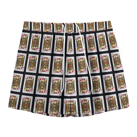 Jack Of Diamonds Pattern Print Mesh Shorts