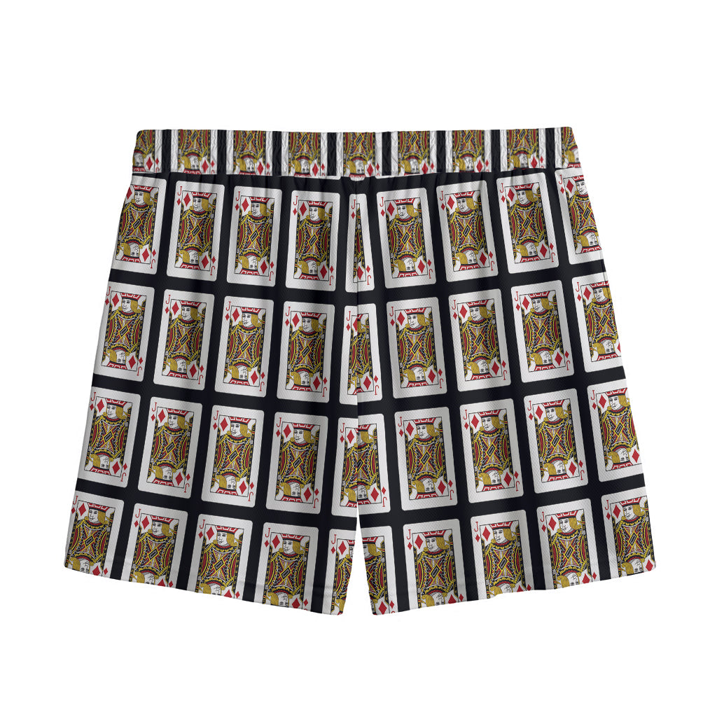 Jack Of Diamonds Pattern Print Mesh Shorts
