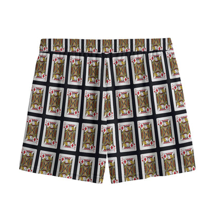 Jack Of Diamonds Pattern Print Mesh Shorts
