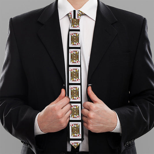 Jack Of Diamonds Pattern Print Necktie