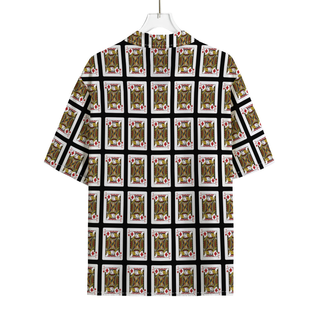 Jack Of Diamonds Pattern Print Rayon Hawaiian Shirt