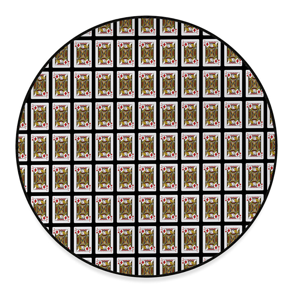 Jack Of Diamonds Pattern Print Round Floor Mat