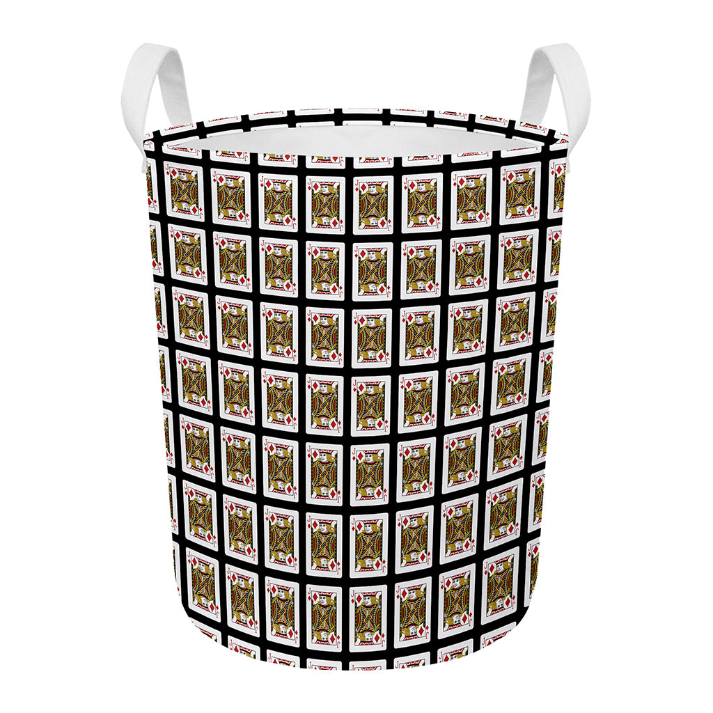 Jack Of Diamonds Pattern Print Round Laundry Basket