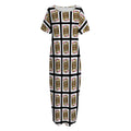 Jack Of Diamonds Pattern Print Short Sleeve Long Nightdress