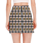 Jack Of Diamonds Pattern Print Side Slit Mini Skirt