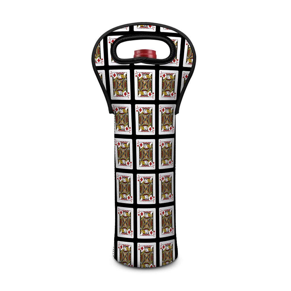 Jack Of Diamonds Pattern Print Single Neoprene Wine Tote