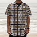 Jack Of Diamonds Pattern Print Textured Short Sleeve Shirt