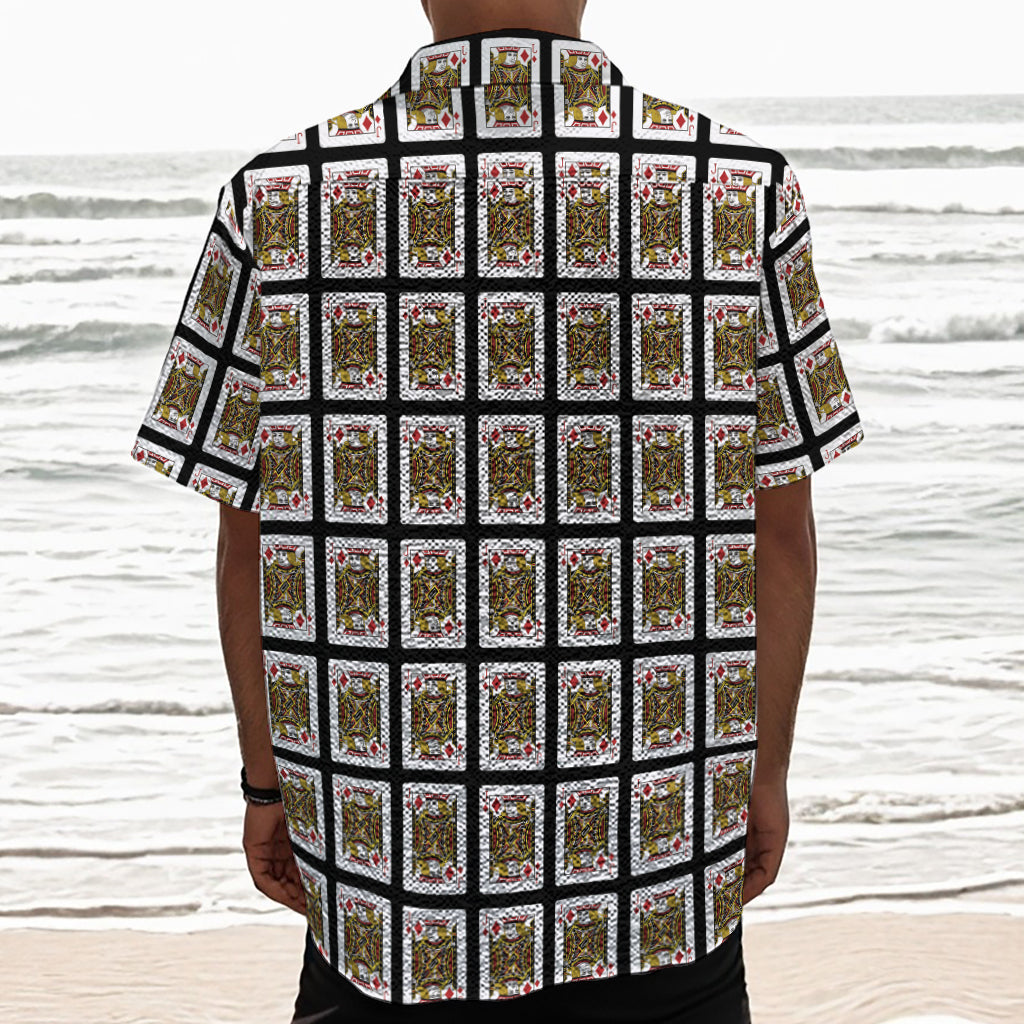 Jack Of Diamonds Pattern Print Textured Short Sleeve Shirt