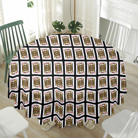 Jack Of Diamonds Pattern Print Waterproof Round Tablecloth