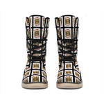 Jack Of Diamonds Pattern Print Winter Boots