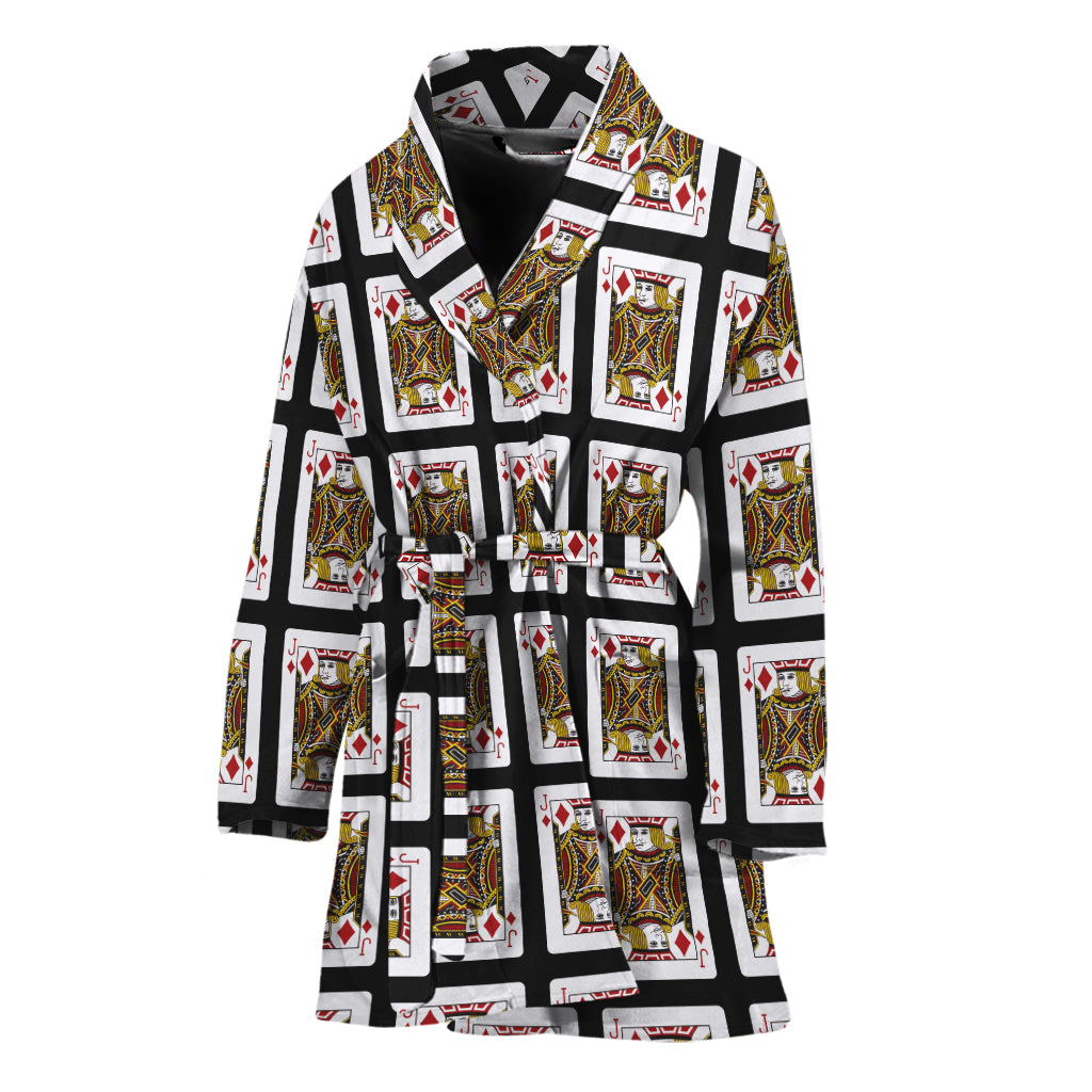 Jack Of Diamonds Pattern Print Women's Bathrobe