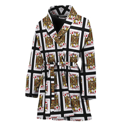 Jack Of Diamonds Pattern Print Women's Bathrobe