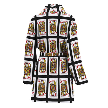 Jack Of Diamonds Pattern Print Women's Bathrobe