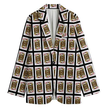Jack Of Diamonds Pattern Print Women's Blazer