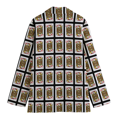 Jack Of Diamonds Pattern Print Women's Blazer