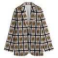 Jack Of Diamonds Pattern Print Women's Cotton Blazer