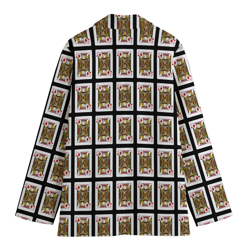 Jack Of Diamonds Pattern Print Women's Cotton Blazer