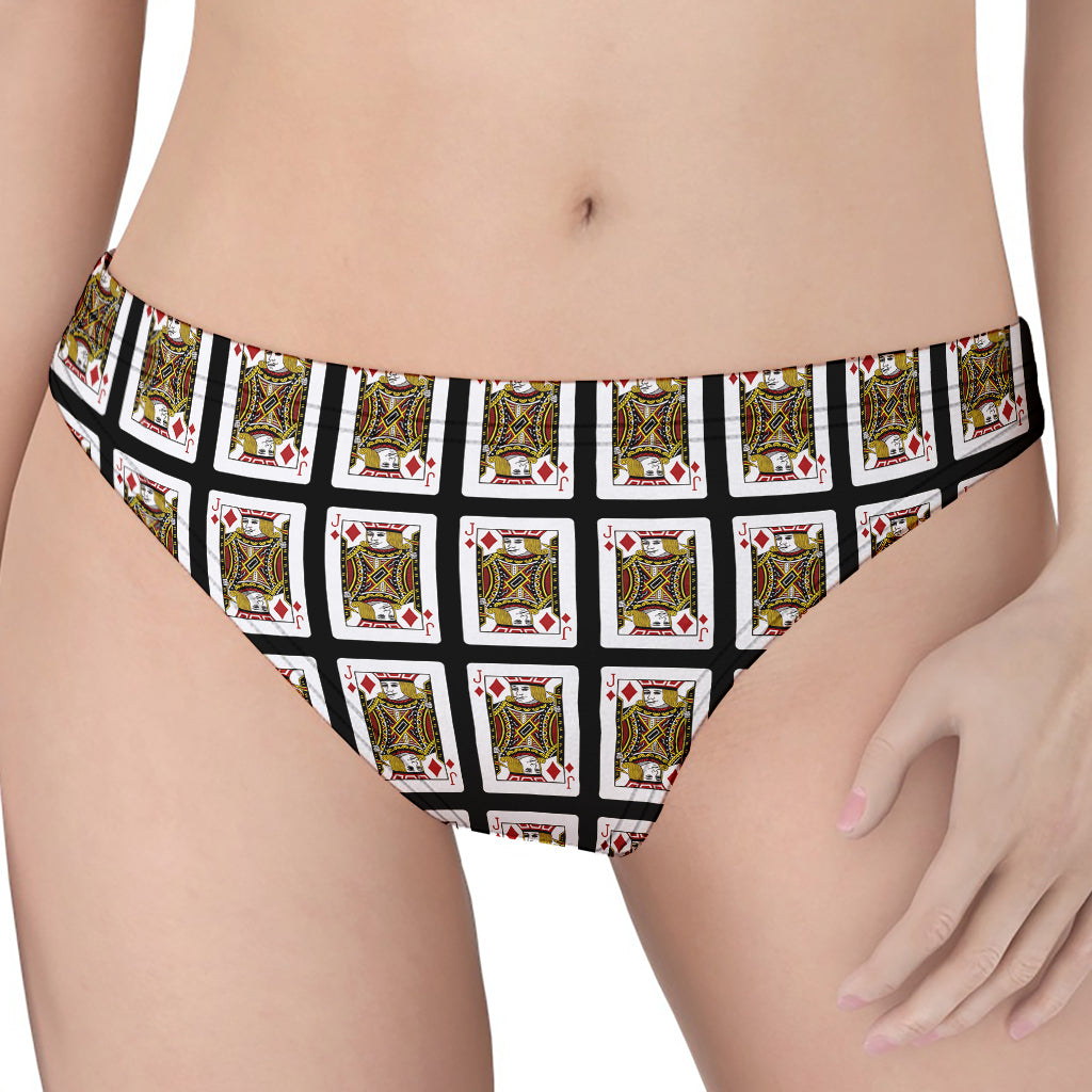 Jack Of Diamonds Pattern Print Women's Thong