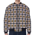 Jack Of Diamonds Pattern Print Zip Sleeve Bomber Jacket