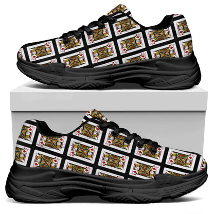 Jack Of Diamonds Playing Card Pattern Print Black Chunky Shoes