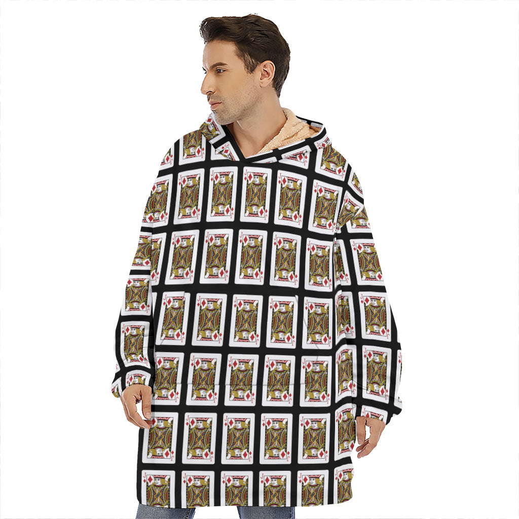 Jack Of Diamonds Playing Card Pattern Print Hoodie Blanket