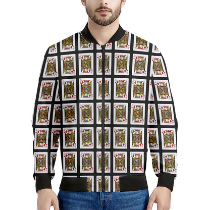 Jack Of Diamonds Playing Card Pattern Print Men's Bomber Jacket