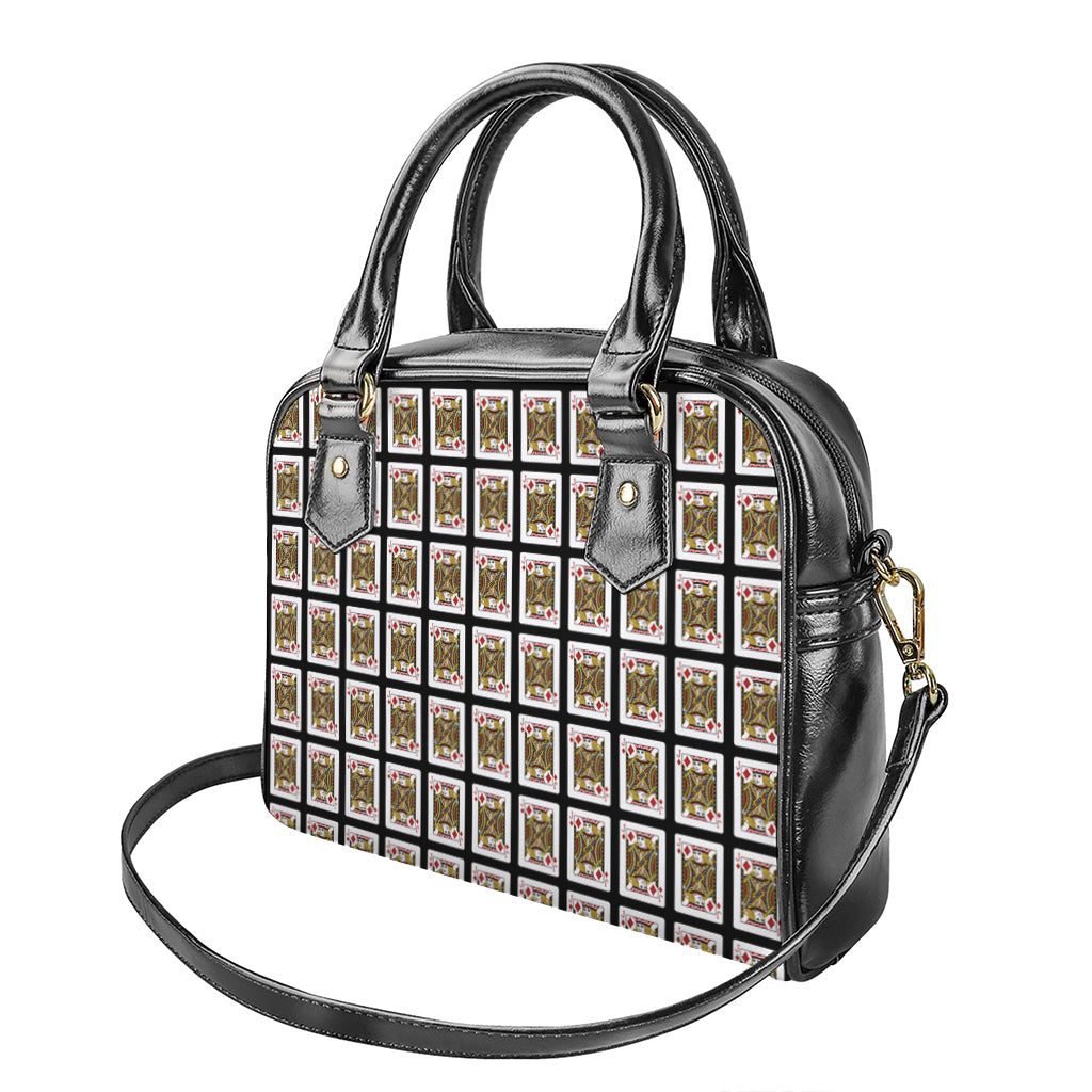 Jack Of Diamonds Playing Card Pattern Print Shoulder Handbag