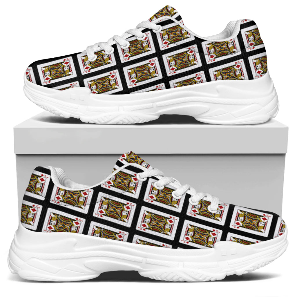 Jack Of Diamonds Playing Card Pattern Print White Chunky Shoes