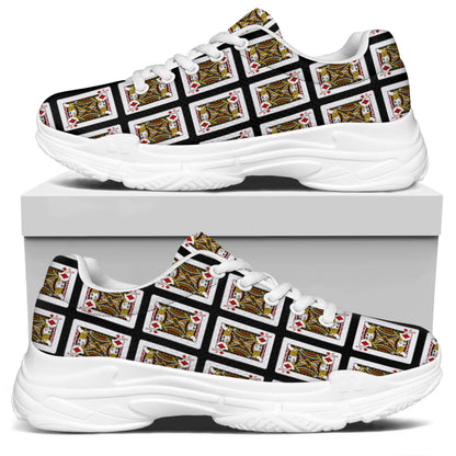 Jack Of Diamonds Playing Card Pattern Print White Chunky Shoes