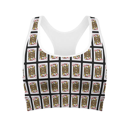 Jack Of Diamonds Playing Card Pattern Print Women's Sports Bra