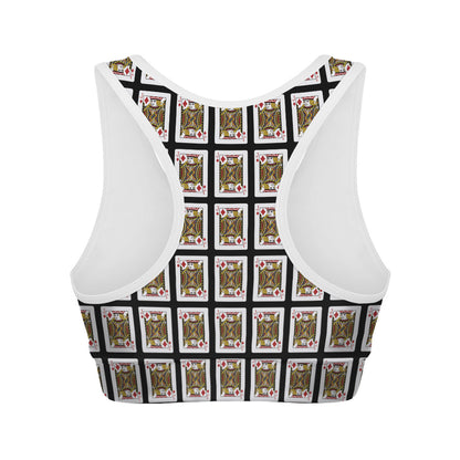 Jack Of Diamonds Playing Card Pattern Print Women's Sports Bra