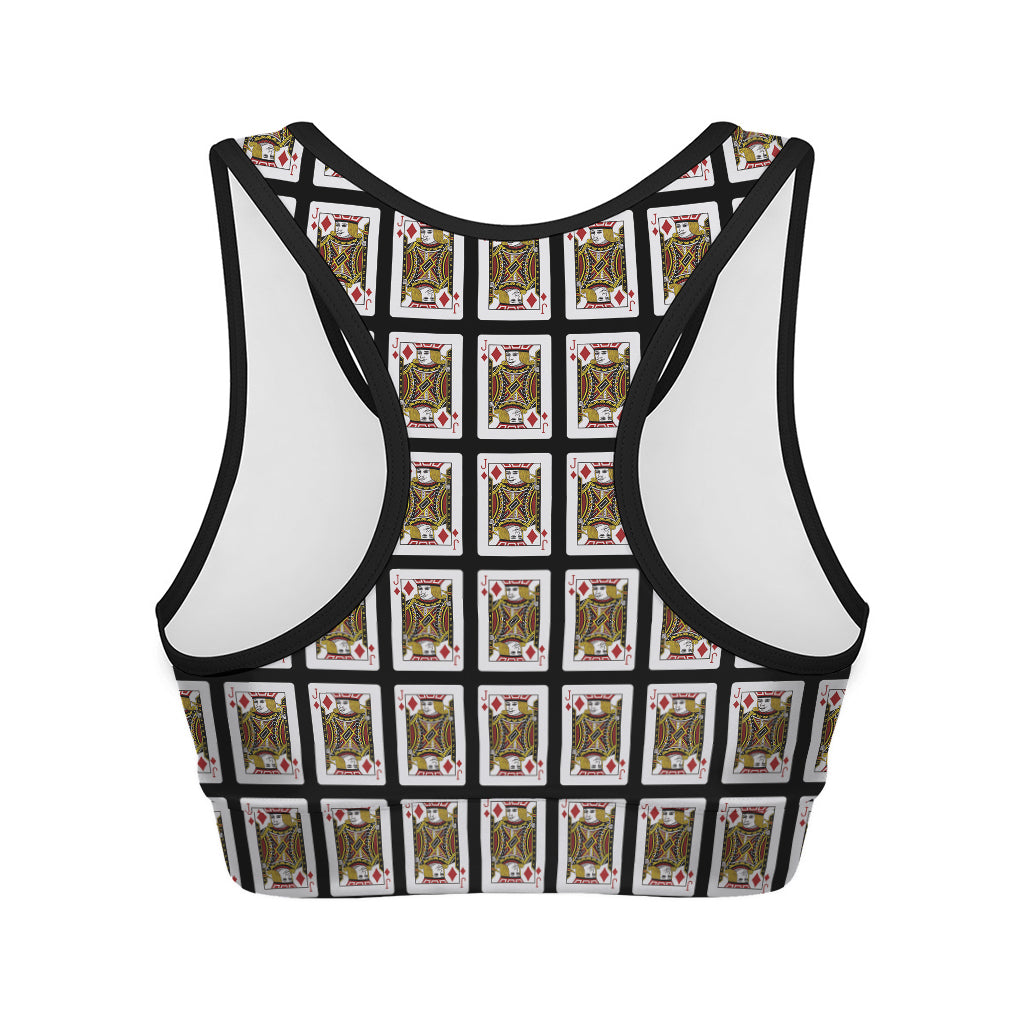 Jack Of Diamonds Playing Card Pattern Print Women's Sports Bra