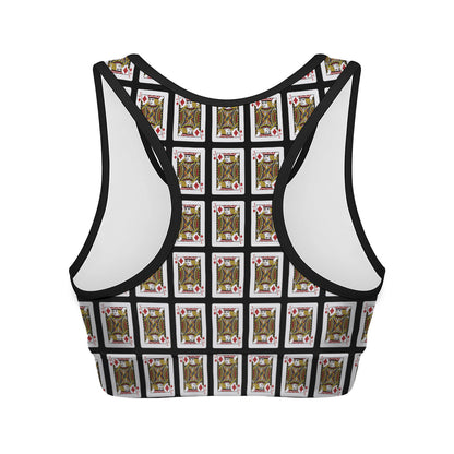 Jack Of Diamonds Playing Card Pattern Print Women's Sports Bra
